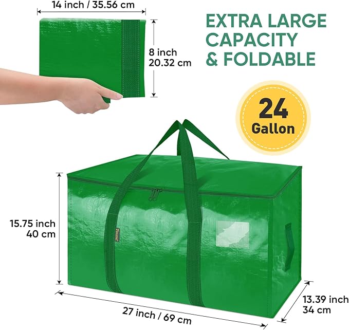 BALEINE 8-Pack Oversized Moving Bags with Reinforced Handles, Heavy-Duty Storage Tote for Clothes, Moving Supplies (Light Green, 8-Pack)