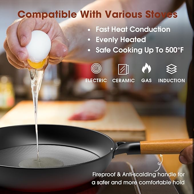 imarku Pot Set with Removeable Handle, 8inch & 12inch Honeycomb Nonstick Frying Pan Set, Dishwasher Safe, Oven Safe Fast Heating Pots and Pans Set, Induction Non Stick Frying Pans