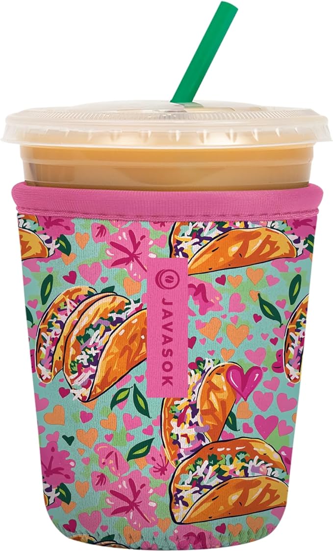 Sok It JavaSok Iced Coffee & Cold Soda Insulated Neoprene Cup Sleeve (Taco 'Bout, Small: 16-20oz)