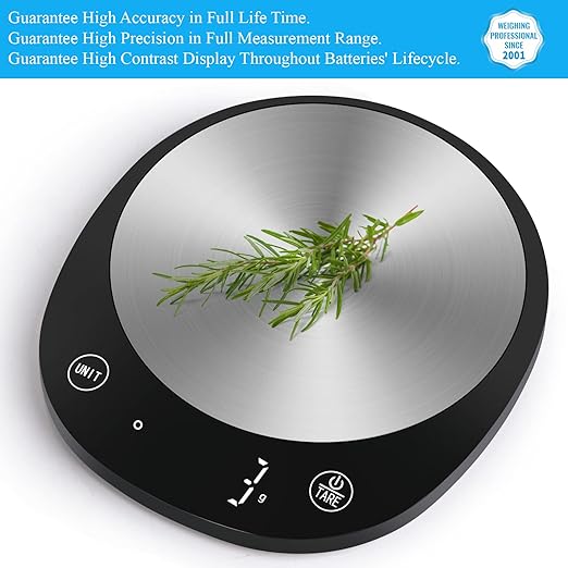 Homebuds 22lb Digital Food Scale Grams and Ounces in 1g, High Precision Assured by Kitchen Scale Professional Factory Since 2001, Gram Scale for Cooking and Baking, LED, 3*AAA Included, Black