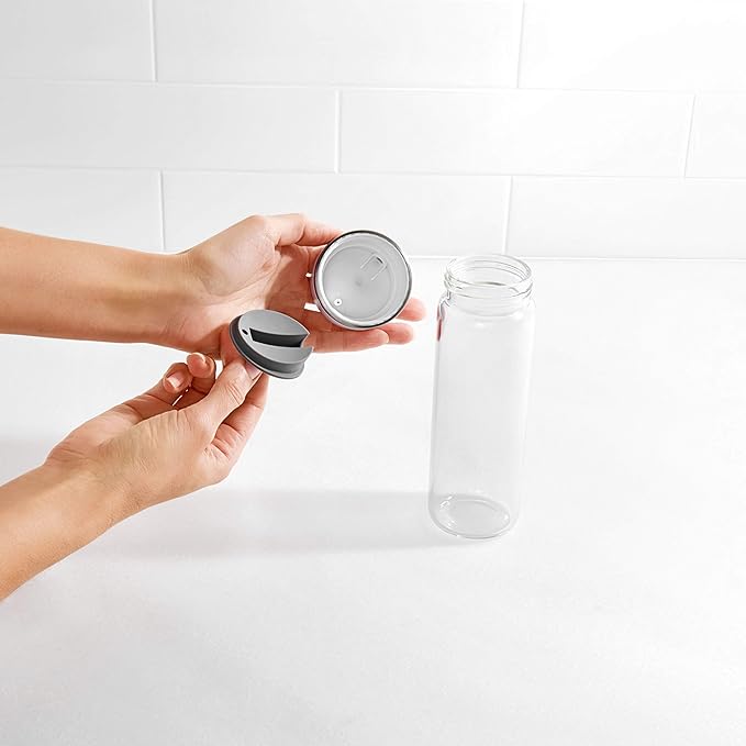 OXO Good Grips Precision Pour Glass Dispenser Set, 2 Piece Oil & Vinegar Set, Clear, White