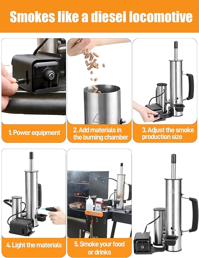 2025 Advanced Cold Smoke Generator, Tube for Pellet Smoker Upgrade, Smoker Attachment for Gas Grilling, Portable Cordless Electric, Hot or Cold Smoking: Fits Weber, Traeger, Pit Boss, East Oak ect...