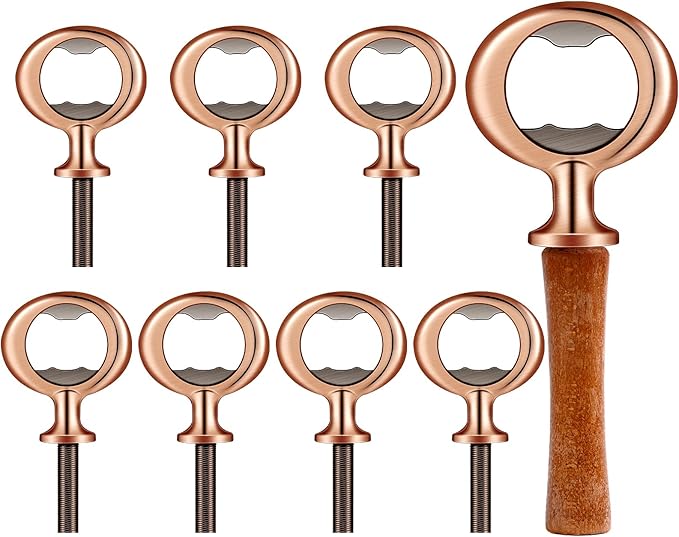 Metal Bottle Opener Kit Blank Bottle Opener Stainless Steel Open Inserts Hardware for Wedding Wine Party DIY Project Craft Wood Turning(Bronze,7 Pieces)