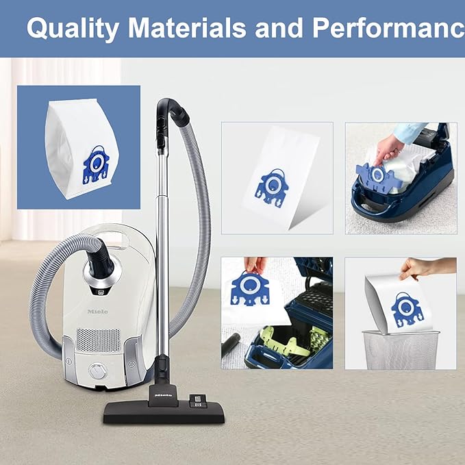 24 Pack 3D Airclean GN Vacuum Bags Compatible with Miele Classic C1, Complete C1, Complete C2, Complete C3, S400i S600 S2 S5 S8 Series, 6 Motor Protection Filters 6 AirClean Filters 1 Cleaning Brush