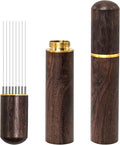 Espresso Coffee Stirrer 8 Needles 0.4mm Espresso Distribution Tools, Natural Wood Handle and Stand