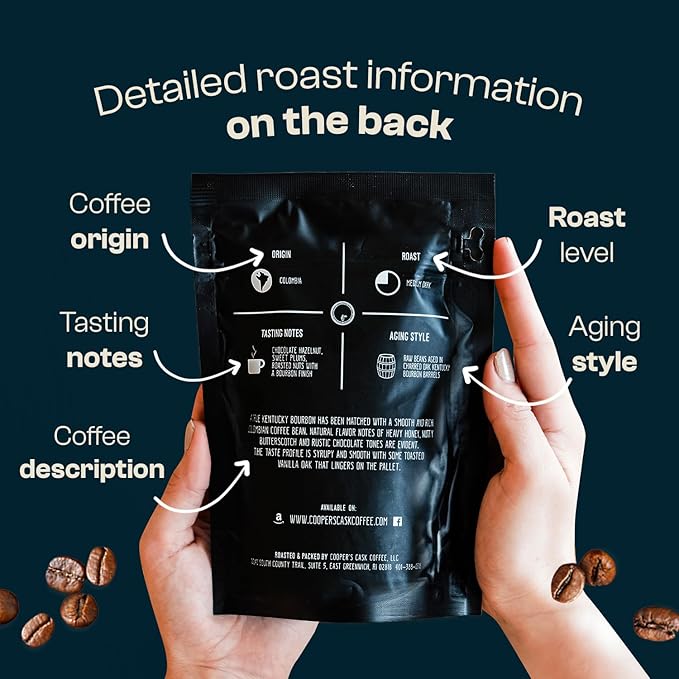 Bourbon Barrel Aged Coffee Ground Set, Single Origin Sumatra Whiskey, Ethiopian Rye, Rwanda Rum Roasted Coffee Beans (Ground, 4 Ounce (Pack of 3))