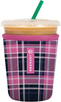 Sok It JavaSok Iced Coffee & Cold Soda Insulated Neoprene Cup Sleeve (Berry Plaid, Small: 16-20oz)