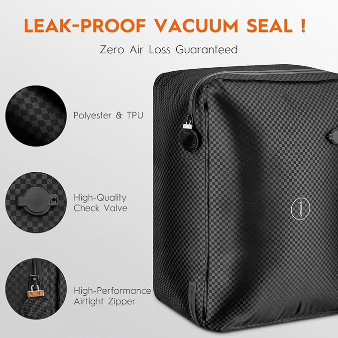 Vacuum Suitcases Compression Bags with Wireless Pump & iOS Tracker– Vacuum Bags for Travel Luggage, No Checked Baggage, Triple Your Luggage Space, IP68, Reusable, Fits 20/24/28 Inch Suitcase