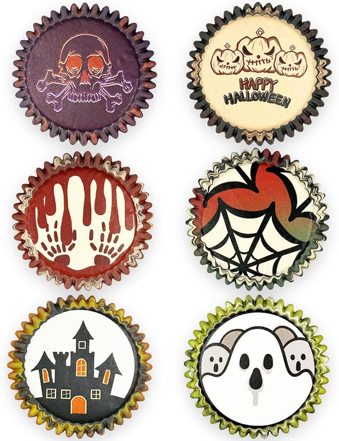 qiqee Halloween Standard Cupcake Liners Cupcake Cups 300-Count Food Grade Gradient Design Cupcake Papers Baking Cups Cupcake Wrappers for Halloween(Standard Size)