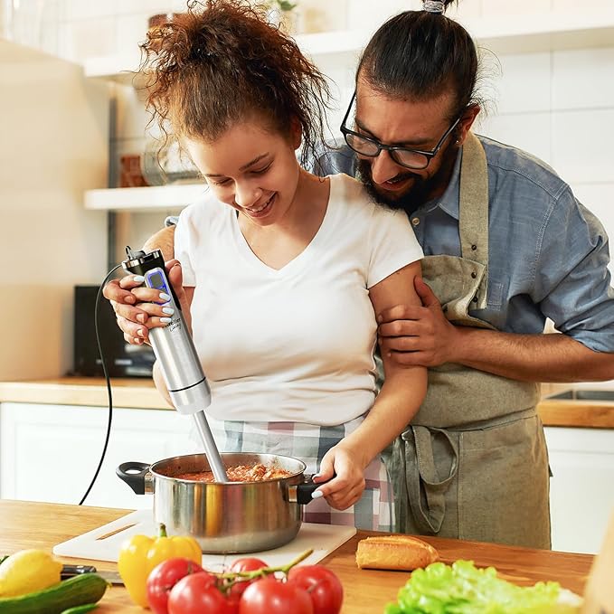MuellerLiving Immersion Handheld Stick Blender: 8-Speed Stainless Steel Electric, 3-in-1 Turbo Mode for Soup, Smoothies, and Purée.