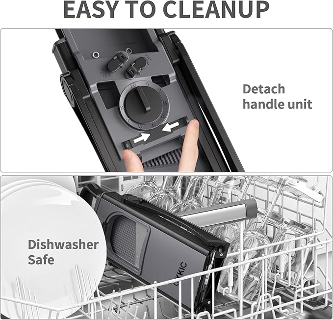 Safe Mandoline Food Slicer for Kitchen, Adjustable Vegetable Chopper Food Slicer with Peeler Thickness Adjuster, Potato French Fry Cutter, Kitchen Chopping Artifact (Black)