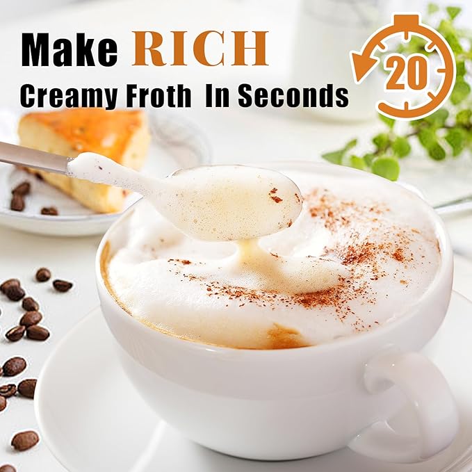 Nahida Baby Blue Milk Frother Wand for Coffee, Frother Handheld Rechargeable Electric Whisk with 3 Heads 3 Speeds Drink Mixer Coffee Frother Foam Maker For Latte, Cappuccino, Hot Chocolate, Egg