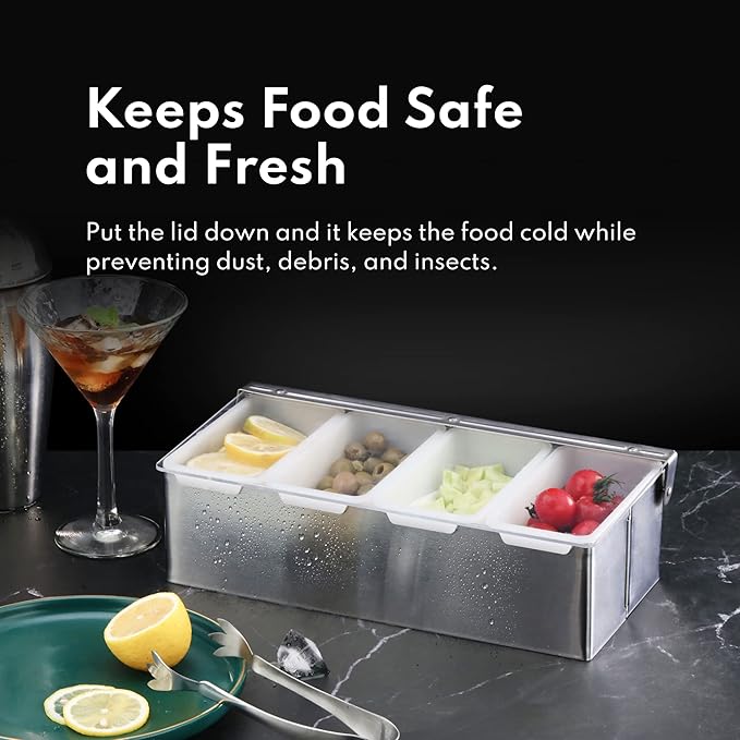New Star Foodservice | Multi-Compartment Restaurant-Grade Condiment Dispensers (Silver, 3 Compartments)