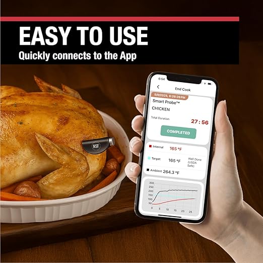 CDN Smart Probe Bluetooth Meat Thermometer | Wireless Digital Thermometer with NSF Certified Probe | Remote Temperature Monitoring via App for iOS & Android | for Oven, BBQ, Grill, Smoker | STP212