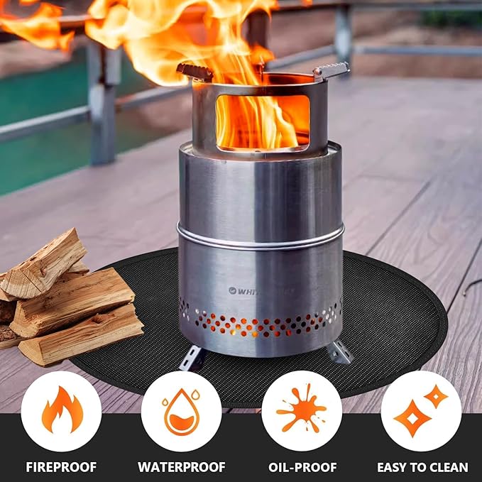 36" Round Fire Pit Mat for Solo Stove Bonfire, Fireproof Mats for Under Reusable Oil-Proof Waterproof BBQ Pad for Deck Patio Grass Outdoor Indoor Grill Solo Stove Accessories