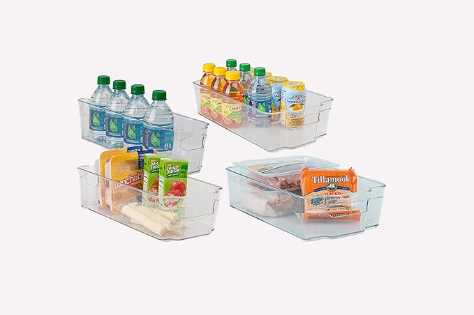 Dial Industries, Inc.Fridge, Kitchen Pantry Stackable Organizer Bins, Set of 4, Assorted Sizes (Pack of 2)