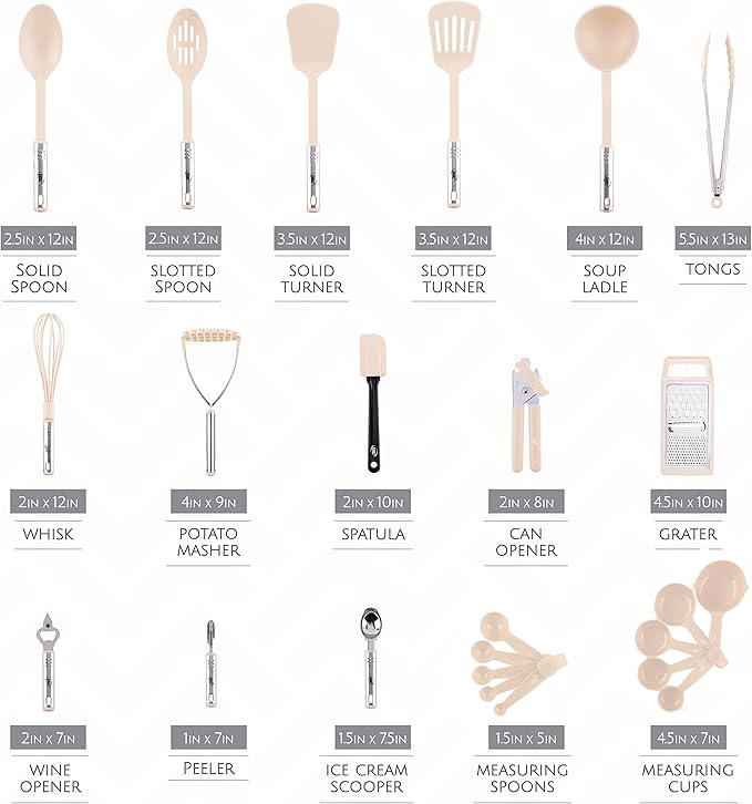 Kitchen Utensils Set, Cooking Utensil Set Kitchen Gadgets, Pots and Pans set Nonstick and Heat Resistant, 24 Pcs Nylon and Stainless Steel, Spatula Set, Apartment Essentials Kitchen Cookware Sets