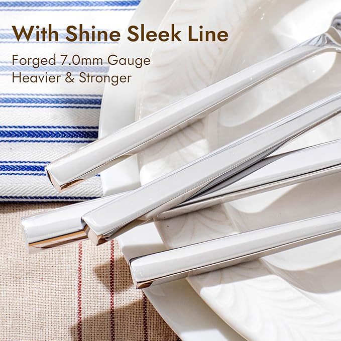 KINGSTONE Silverware Set, 40-Piece Flatware Cutlery Set Premium Stainless Steel, Service for 8, for Kitchen, Home, Wedding, Party, Mirror Polished and Dishwasher Safe