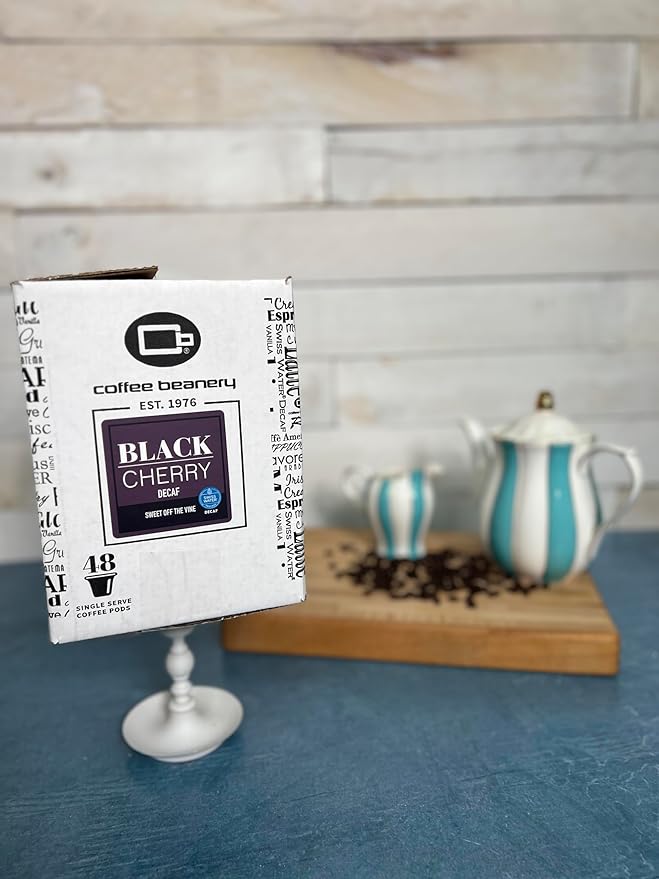 Black Cherry Decaf Coffee Pods by Coffee Beanery | 48ct Bulk Medium Roast Arbica Coffee