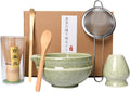 7 Pcs Matcha Whisk Set,Chasen Whisk,Matcha Bowl with Spout,Whisk Holder,Stainless Steel Sifter,Spoon,Scoop,Gift for Matcha Lovers