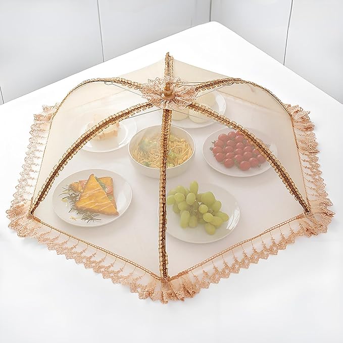 3-Pack Extra Large Food Cover, 32"x32" Pop-Up Food Nets, Mesh Food Covers Tent Umbrella for Outdoors, Screen Tents, Parties Picnics, BBQs, Reusable and Collapsible Food Tents