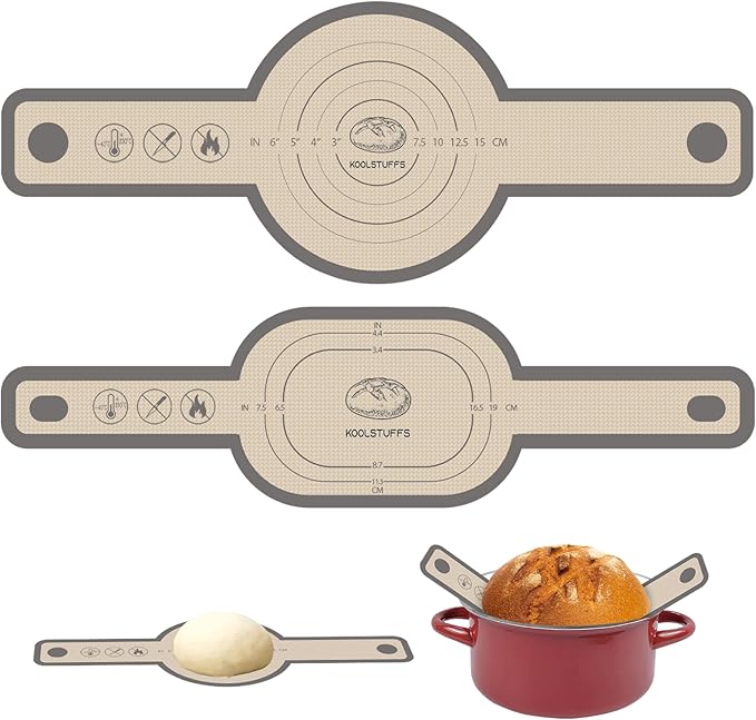 Silicone Bread Sling for Dutch Oven, 2 PCS Non-Stick & Easy Clean Reusable Silicone Bread Baking Mat with Long Handles, Easy to Transfer Sourdough Bread, Gray