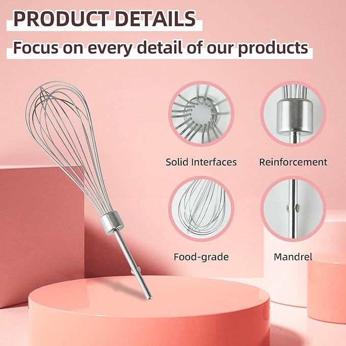 KHMPW Hand Mixer Whisk Attachments Replace Kitchen Mixer Accessories KHM3, KHM5, KHM7, KHM9, KHM926, KHM7210 Stainless Steel Egg Whisk Replacement by Fetechmate
