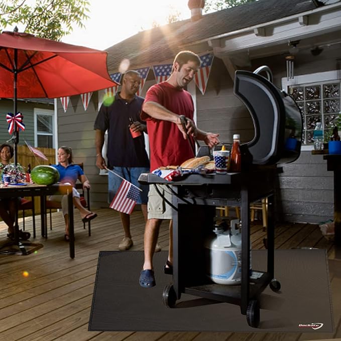 DocSafe 48 x 36 inches Under Grill Mat,Large 4 Layers Fire Pit Mat,Fireproof Mat Heat Insulated Protector for Deck,Patio,Grass,Smoker,BBQ,Reusable Oil-Proof and Waterproof Indoor Fireplace Pad