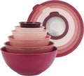 COOK WITH COLOR Mixing Bowls with TPR Lids - 12 Piece Plastic Nesting Bowls Set includes 6 Prep Bowls and 6 Lids, Microwave Safe (Rose)