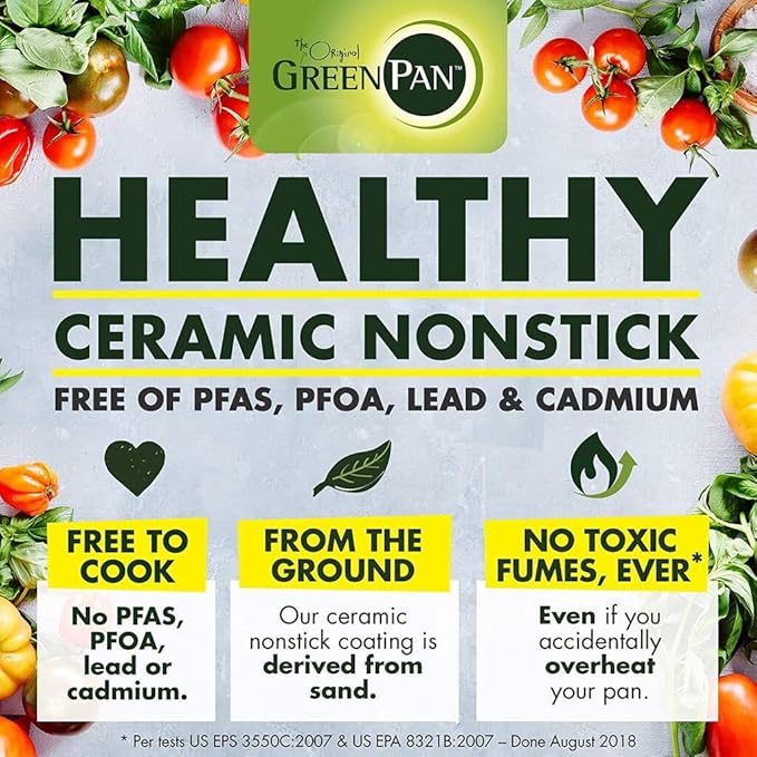 GreenPan Chatham Hard Anodized Healthy Ceramic Nonstick, 10" Frying Pan Skillet, PFAS-Free, Dishwasher Safe, Oven Safe, Gray