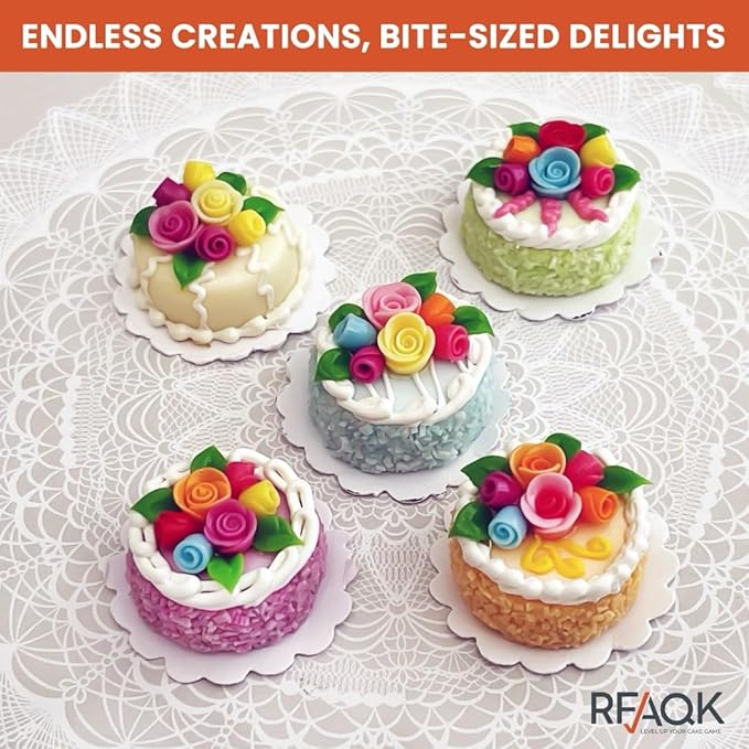 RFAQK 4-Inch Mini Cake Pans Set for Baking - Nonstick 4PCs Small Cheese Pans for Cheesecakes, Pizzas, Quiches, and More! Perfect for Baking Small, Smash, and Mini Treats
