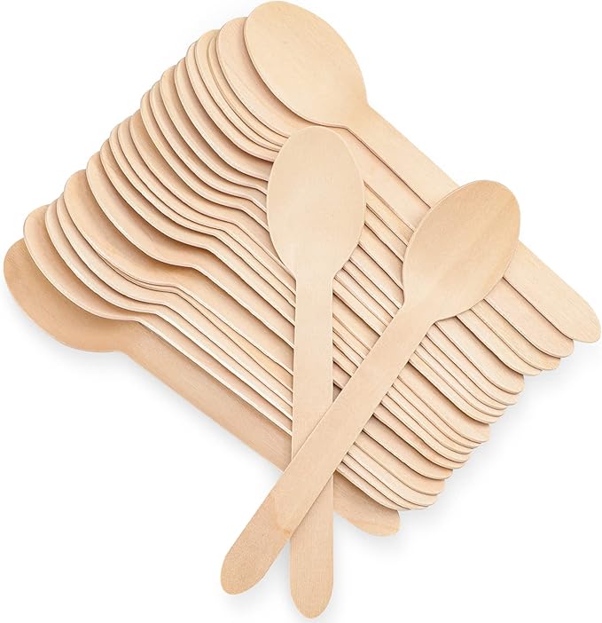 500 Wooden Spoons, Disposable Wooden Cutlery Set - Alternative to Plastic, Eco Friendly, Biodegradable, Compostable Cutlery Set - 500 Wooden Spoons Disposable Utensils Set