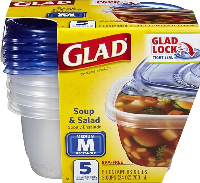 Glad Food Storage Containers, 24 oz, 5 Count