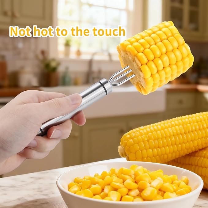 Corn Peeler and Stripper Tool, 4 Pack, Corn Peeler for Corn on The Cob, 2025 New Long Handle Stainless Steel Corn Stripper Tool, Quick Corn Cob Stripper for Home Kitchen, Restaurant & Outdoor Dining