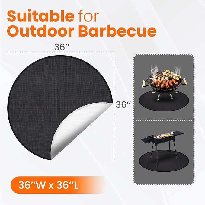 4-Layer Deck Protector 5200℉, Fire Pit Mat 36'', Fire Pit Pad, Fire Pit Accessories, Burn Barrel, Under Grill Mat, BBQ Mat, Patio Shield, Fire Retardant Base Pad for Outdoors