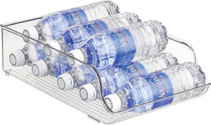 iDesign Plastic Water Bottle Organizer for Fridge, Bottle Holder for Kitchen and Pantry, Clear, 2-Pack