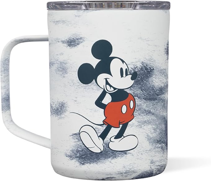 Corkcicle Classic Coffee Mug - Triple Insulated Stainless Steel for Travel - Shatter-Proof Lid - Keeps Drink Hot Over 3 Hours - Holiday Mug Gift - Great for Gifting Warmth - 16 oz - Mickey Tie Dye