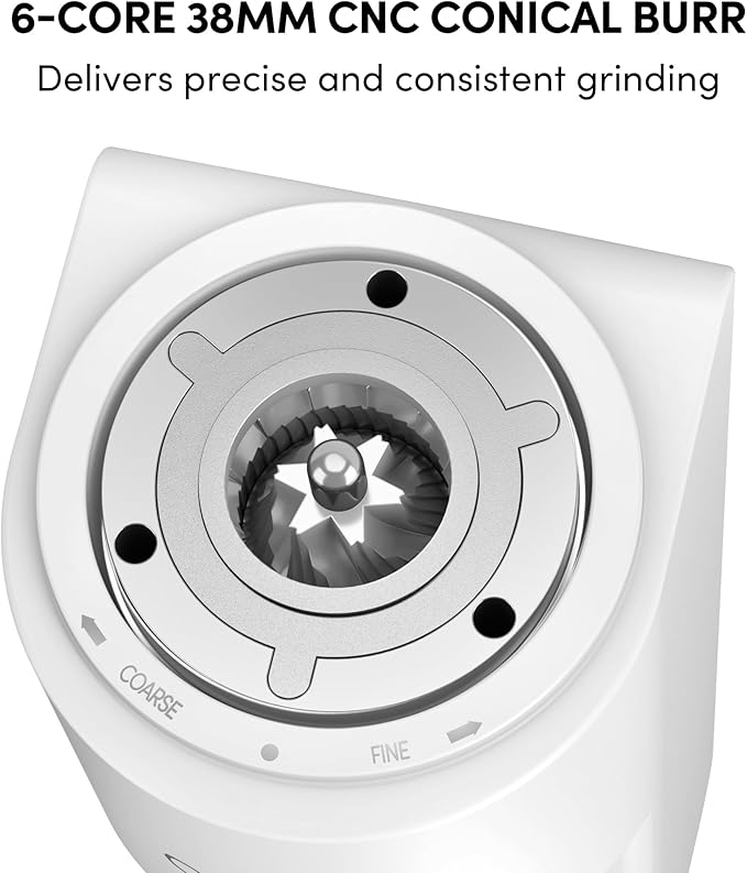 Burr Coffee Grinder,Wirsh Electric Single Dose Coffee Grinder Geimori GU38 with 38mm 6-Core Conical Burr,Stepless Adjustment for Espresso,Drip,French Press,Cold Brew,Bellows Included.