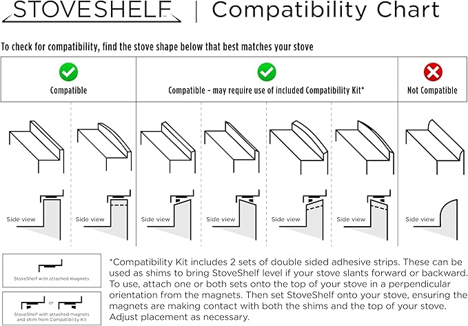 StoveShelf 20" Apartment Length Stainless Steel Finish Magnetic Shelf for Kitchen Stove - Kitchen Storage Solution with Zero Installation - Over Stove Spice Rack Organizer