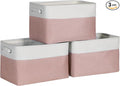 Kntiwiwo Foldable Storage Bin Collapsible Fabric Storage Basket Cube with Durable Handles Closet Organizer Bins for Organizing Shelves Drawers, Set of 3, 15" x 10" x 9.5", Pink
