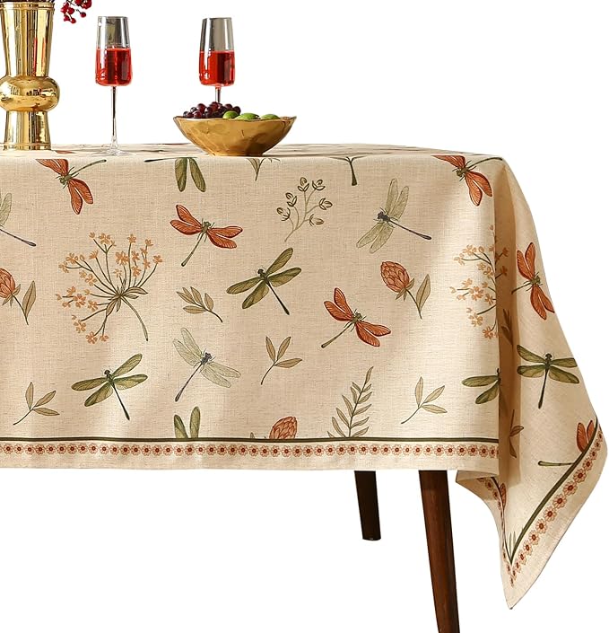 ISAENNE Designer Floral Linen Small Square Tablecloth,French Off White Elegant Table Cloth,Washable Home Decor Tablecloths for Dining Thanksgiving Kitchen Christmas Party,55"*55"-Grace B