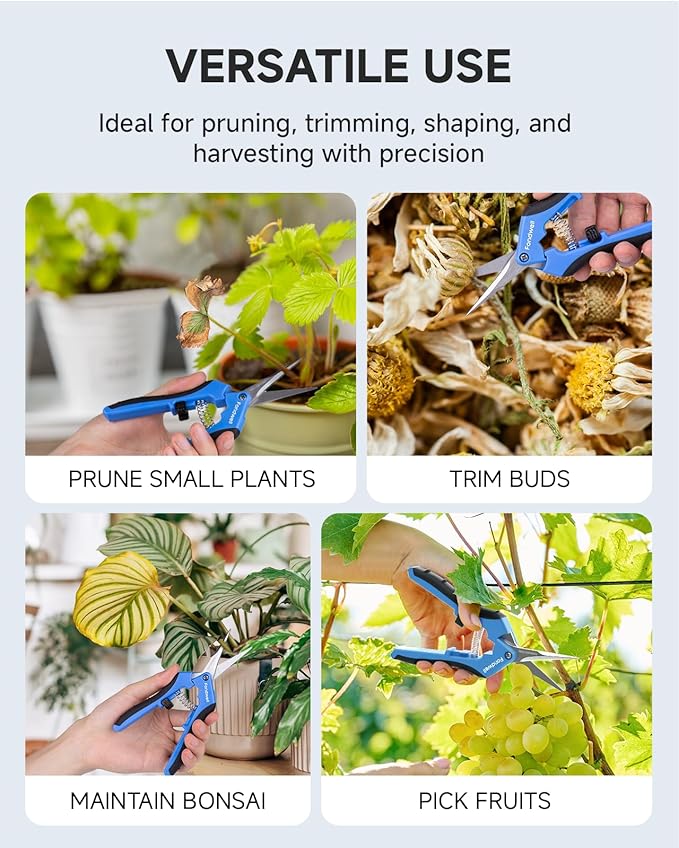 Fondwell 6.5" Garden Shears Trim Scissors: 2 Pack of Pruning Shears for Gardening - Ultra Sharp Garden Clippers with Straight Blades