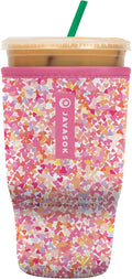 Sok It JavaSok Iced Coffee & Cold Soda Insulated Neoprene Cup Sleeve (Floral Hearts, Large: 30-32oz)