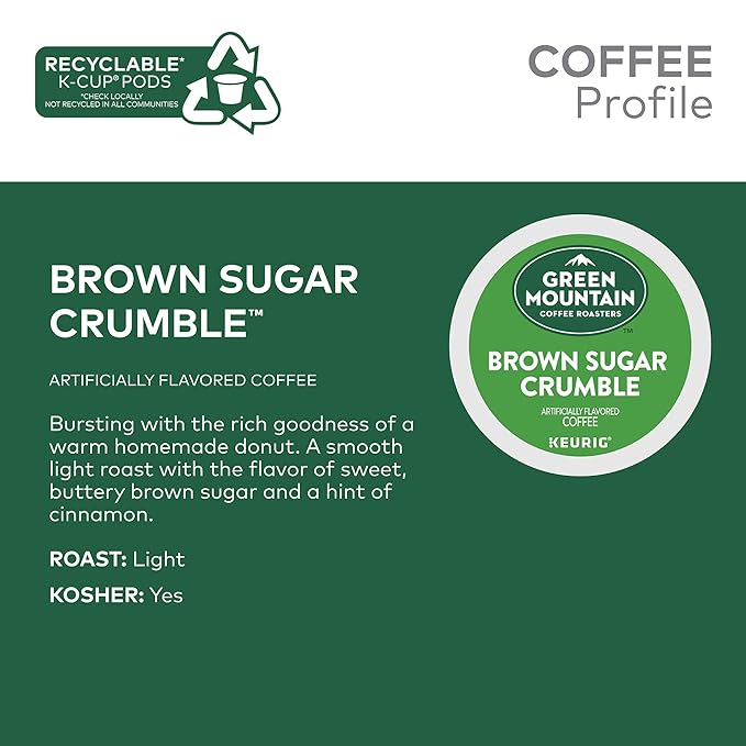Green Mountain Coffee Roasters Brown Sugar Crumble Keurig Single-Serve K-Cup pods, Medium Roast Coffee, 72 Count