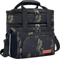 Lunch Box For Men/Women,Large Double-layer Insulated Expandable Reusable Leakproof Cooler Bags For Adults,Lunch Bag With Adjustable Shoulder Strap For Office Travel Picnic（Camo）
