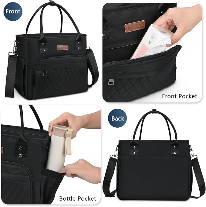 MIYCOO Lunch Bag Lunch Box Women - Leakproof Insulated Lunch Cooler Bag for Men Women - Large Lunch Tote Bags Adults, Black