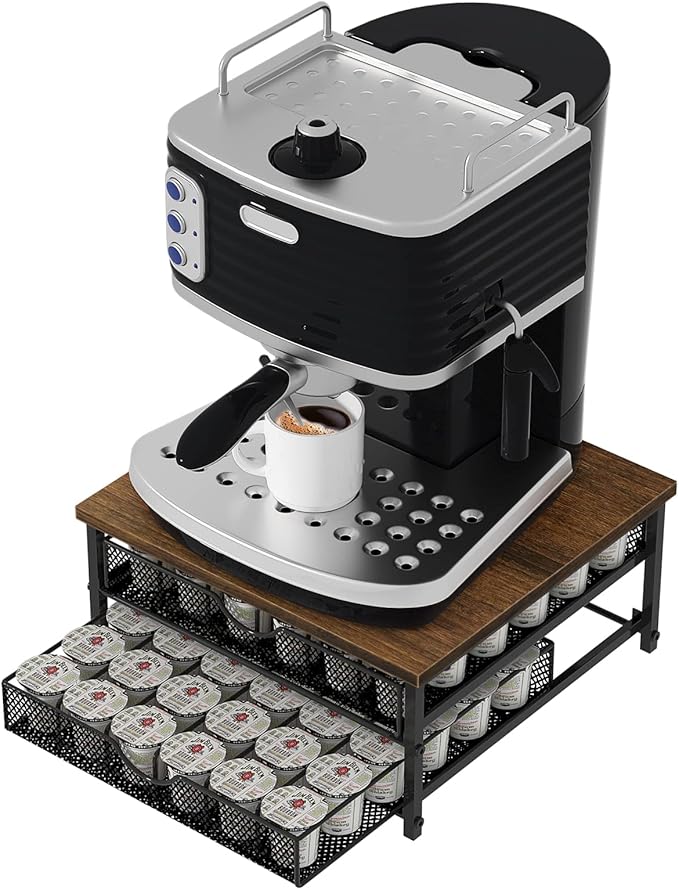 Coffee Pod Holder For Counter, Coffee Pod Drawer for K Cup Storage Drawer Holder, 72 Capacity Pods Storage Organizer Cups Capsule with Sliding Baskets for Coffee Station, Black