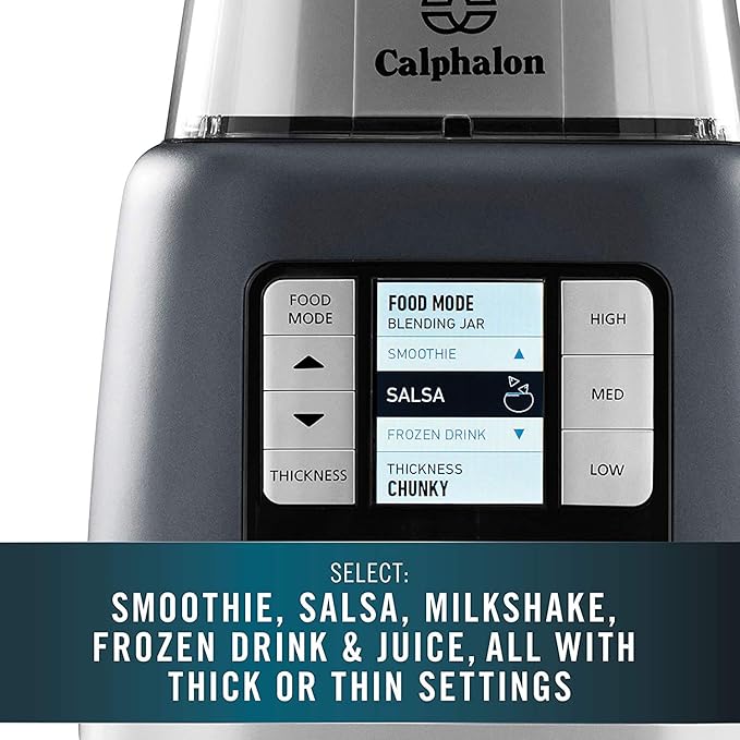 Calphalon Blender, 24-Oz Portable Blend-n-Go Smoothie Cup, ActiveSense 1200-Watt Motor, Dark Stainless Steel