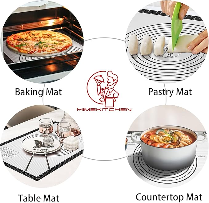 Silicone Macaron Baking Mat, Non Stick Pastry Mat for Rolling Dough,Silicone Mat for Baking Pizza, Cookie, Bread, Fondant, Macarons, Reusable and Large Silicone Mat