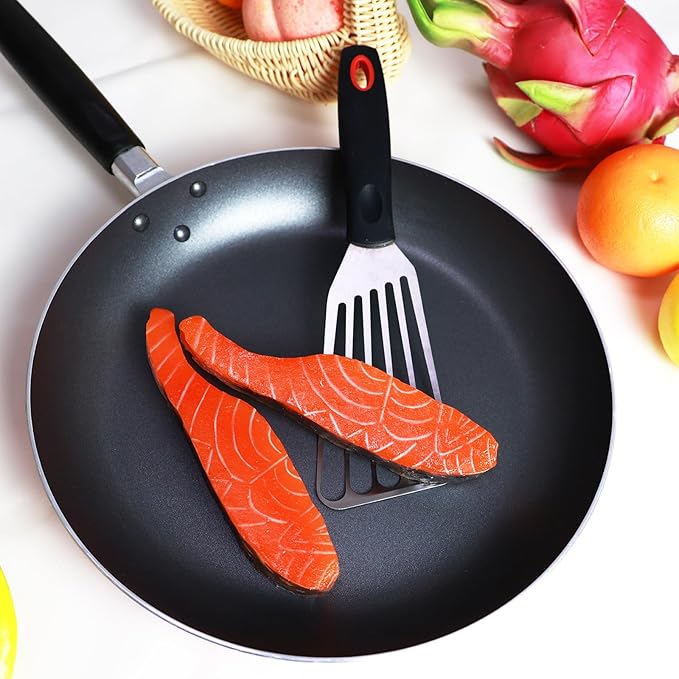Stainless Steel Spatula Set - Cast Iron Skillet Spatula with Silicone Handle, Turner Flipper for Pancake, Burger, Egg Cooking & BBQ Grill